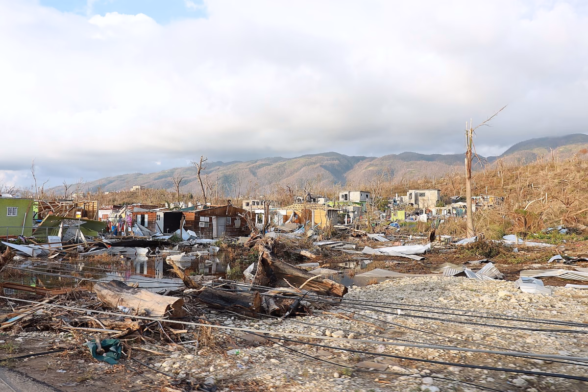 Damaged homes and debris after Hurricane Melissa in Jamaica